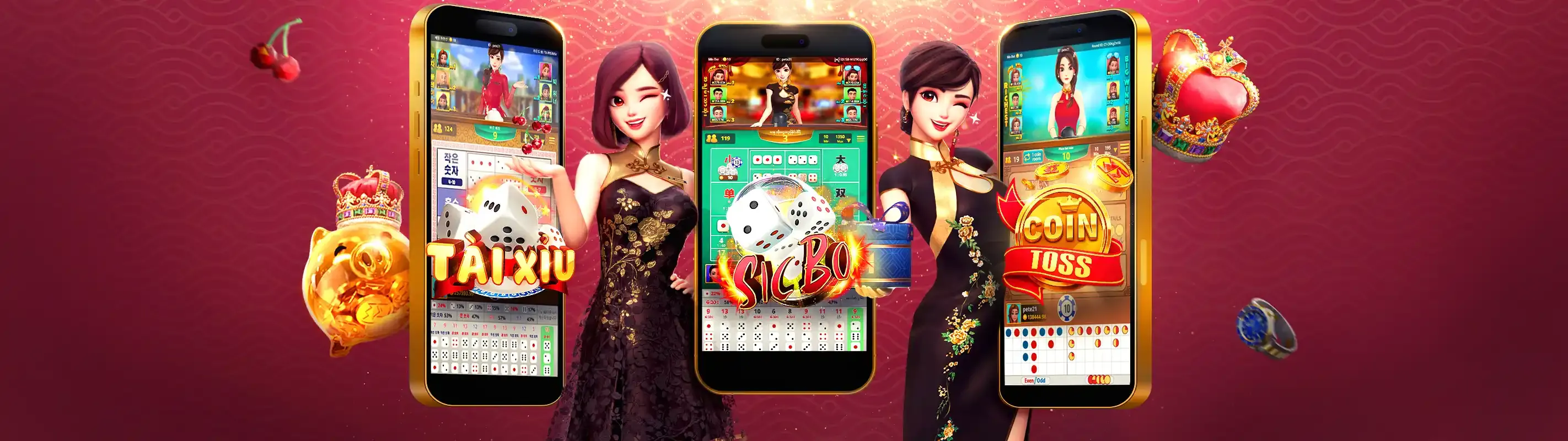 Hình nền game tài xỉu gaschoolstore với các biểu tượng may mắn